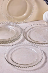 Beaded Edge Glass Dessert Plate Set - 6-Piece, 20 cm