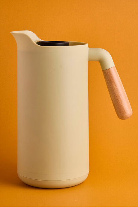 Nordic Style Vacuum Insulated Thermos Bottle with Wooden Handle - 1000ml