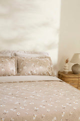 Daisy 100% Cotton Double Duvet Cover Set - Beige, 4-Piece