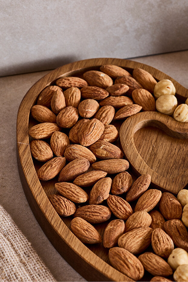 Heart-Shaped Acacia Wood Serving Dish - 20x20 cm Nut Bowl