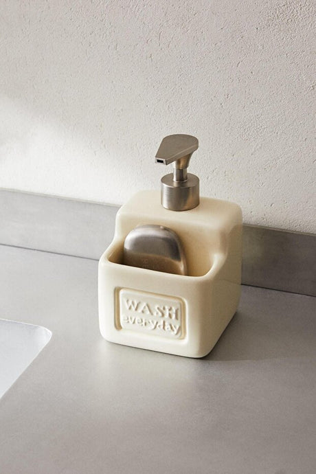 Ashton Beige Porcelain Liquid Soap Dispenser - 500ml Elegant Design
