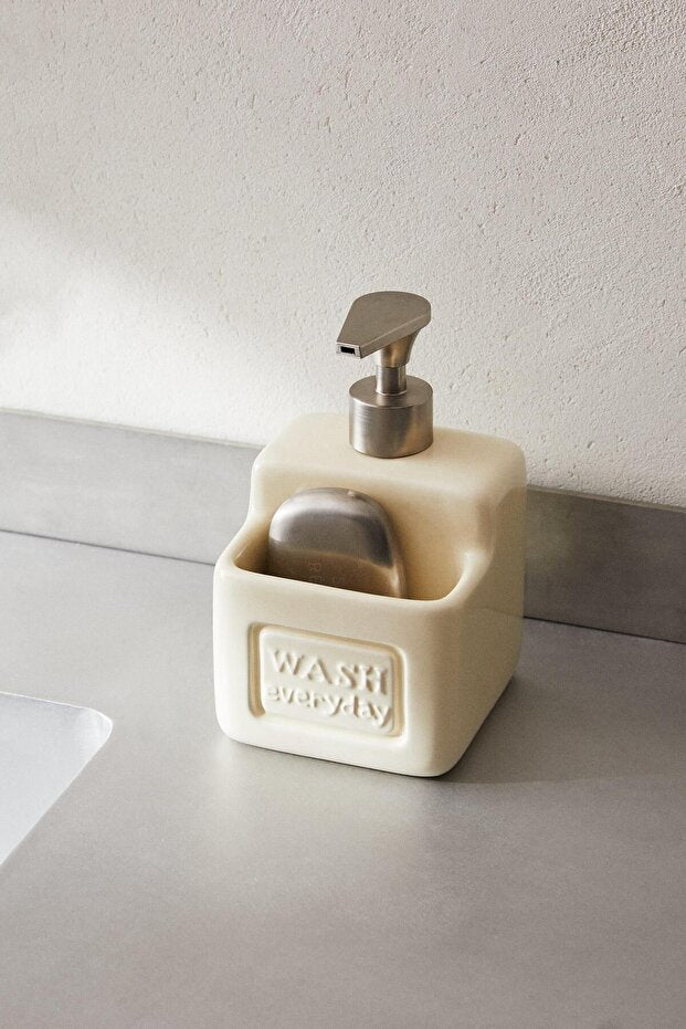 Ashton Beige Porcelain Liquid Soap Dispenser - 500ml Elegant Design