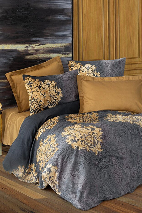 Jadira Bej Double Sateen Duvet Cover Set - 6 Pieces