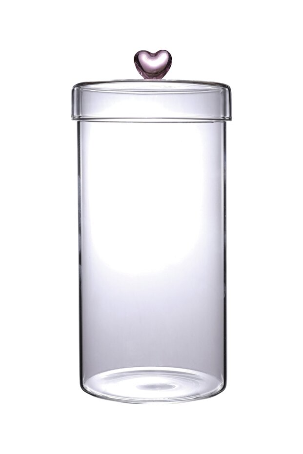 Elegant Borosilicate Glass Storage Jar - 1150ml with Heart Lid