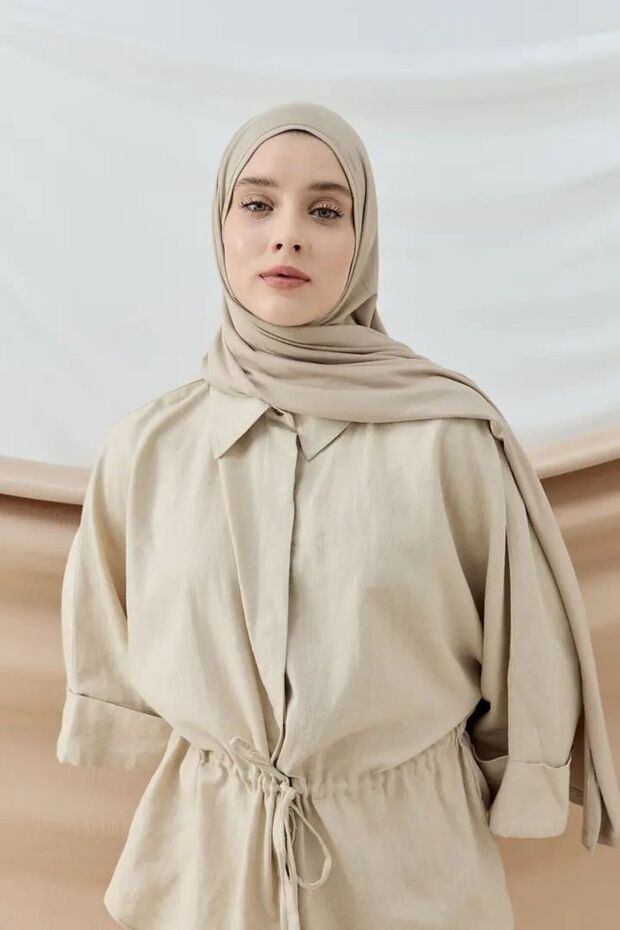 Aminenesil Beige Jersey Shawl - Soft & Versatile
