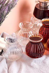 Elegant rillede teglas sæt - 6 dele, 200 ml kapacitet