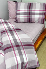 Single Plaid Duvet Cover Set - Rose Dry