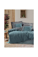 Folk Art Double Duvet Cover Set - 100% Cotton, Erna Petrol