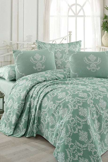 Single 100% Cotton Quilted Cover Set - Pure Water Green