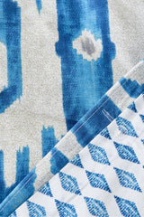 Neos Blue 100% Cotton Double Duvet Cover Set - Ikat Pattern