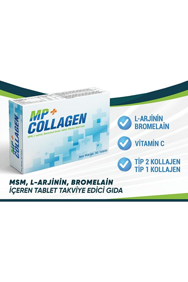 MP+ Collagen Tablets with L-Arginine, Bromelain, Vitamin C - 30 Tablets