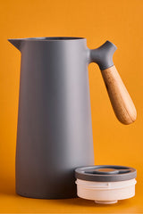 Nordic Glass Vacuum Thermos with Bamboo Handle - 1000ml Grey