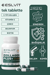 Collagene Idrolizzato 5 Tipi - 90 Compresse con Vitamina C, Zinco, Selenio