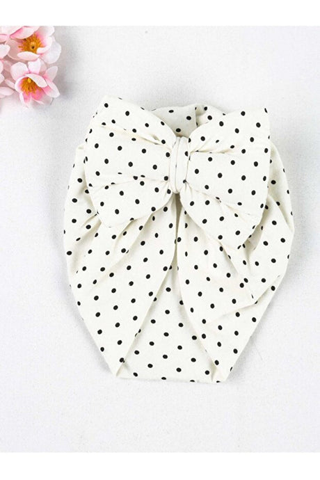 White Bow Baby Bonnet - Soft Cotton Turban for Girls