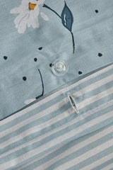 Daisy 100% Cotton Double Duvet Cover Set - Mint Blue
