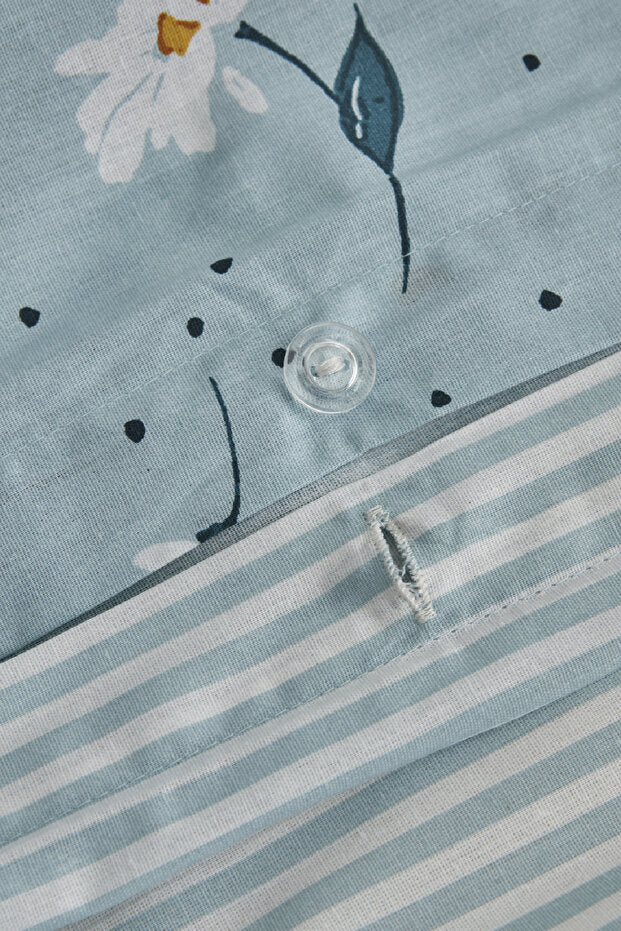 Daisy 100% Cotton Double Duvet Cover Set - Mint Blue