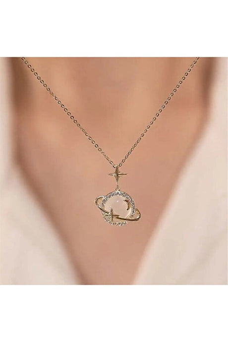 Opal Star Planet Necklace - 14K Gold Plated Steel