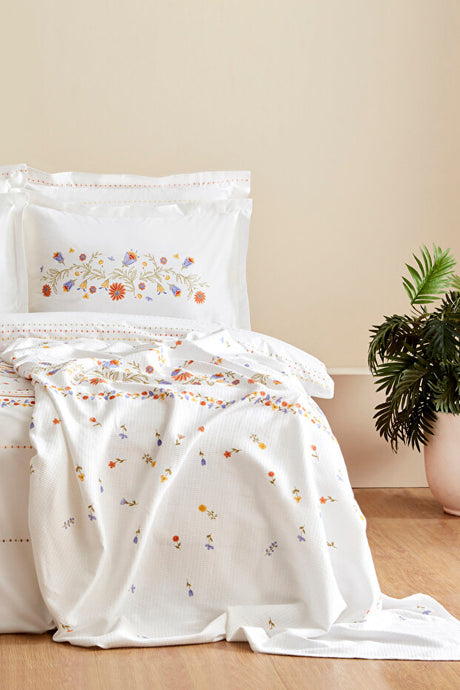 Clarice 100% Cotton Double Duvet Cover Pique Set