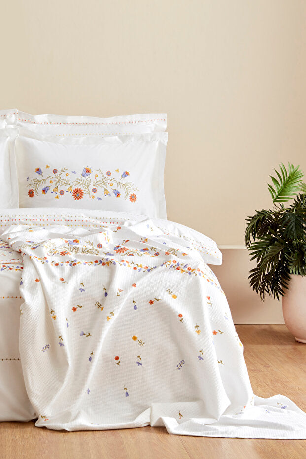 Clarice 100% Cotton Double Duvet Cover Pique Set