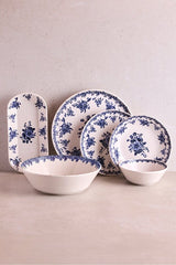 6-Person 27-Piece Ceramic Dinnerware Set - Vintage Blue Floral