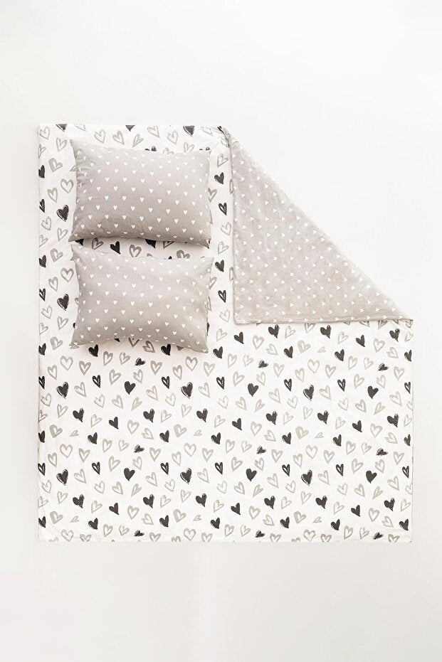 100% Cotton Double Duvet Cover Set - Lover Heart Design