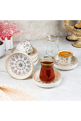 Premium Aybaba Mirra Gilded Coffee & Tea Glass Set - 18-Piece Set