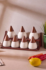 Porcelain 7-Piece Spice Jar Set - Decorative Kitchen Organizer