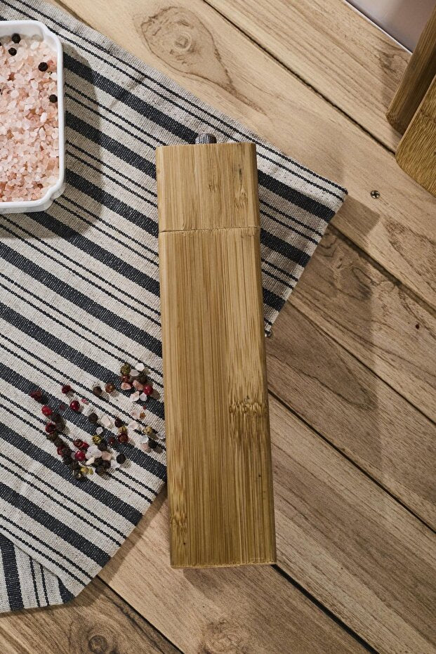 Bamboo Spice & Black Pepper Mill - 20 cm Adjustable Grind