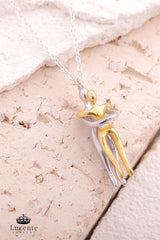 Hugging Couple 925 Silver Plated Necklace - Special Lighted Gift Box