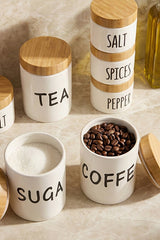 7-Piece Porcelain Spice Jar Set with Bamboo Lids