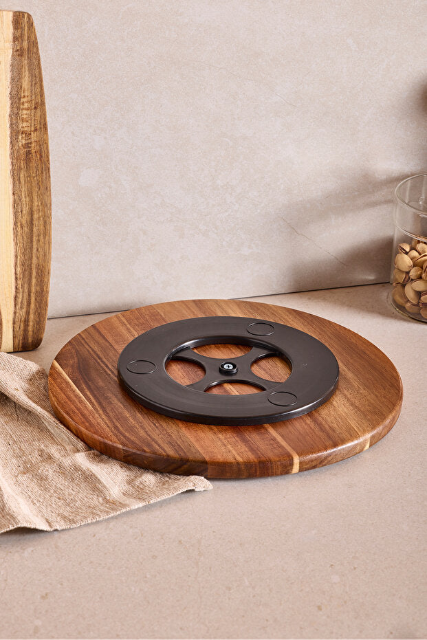 Acacia Rotating Serving Plate - 28 cm Elegant Wood Design