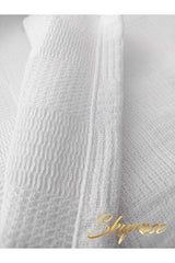 White Checkered Double Pike Blanket - 200x230 cm Cotton Blend