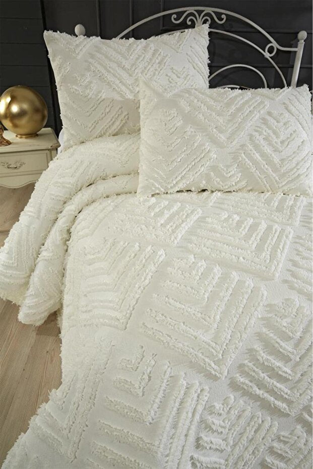 3-Piece Double Pique Set - Cream Cotton Bedding