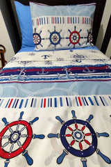 Single Nautical Duvet Cover Set - Blue Anchor, 3-Piece