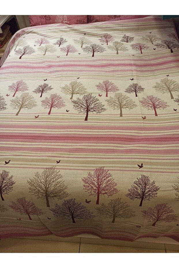 Pink Tree Pattern 100% Cotton Double Pique Blanket 200x240cm
