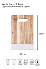 Acacia Wood & Marble Cutting Board - 32x22 cm