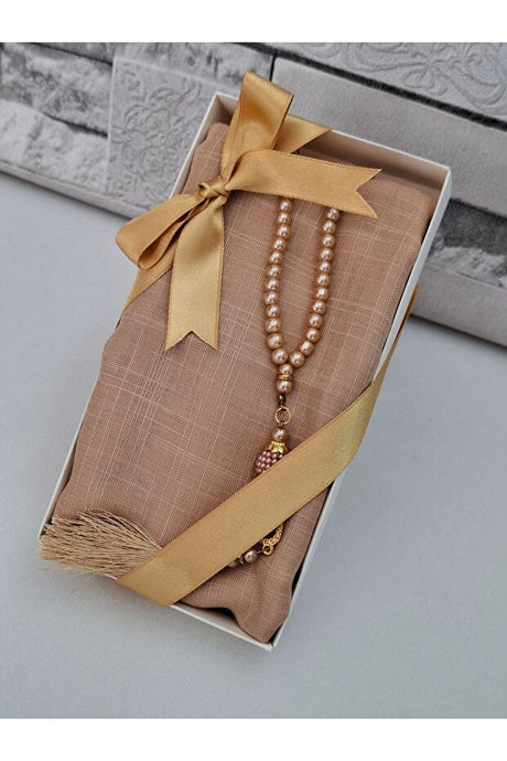 Elegant 90x90 Shawl & Pearl Prayer Beads Gift Set