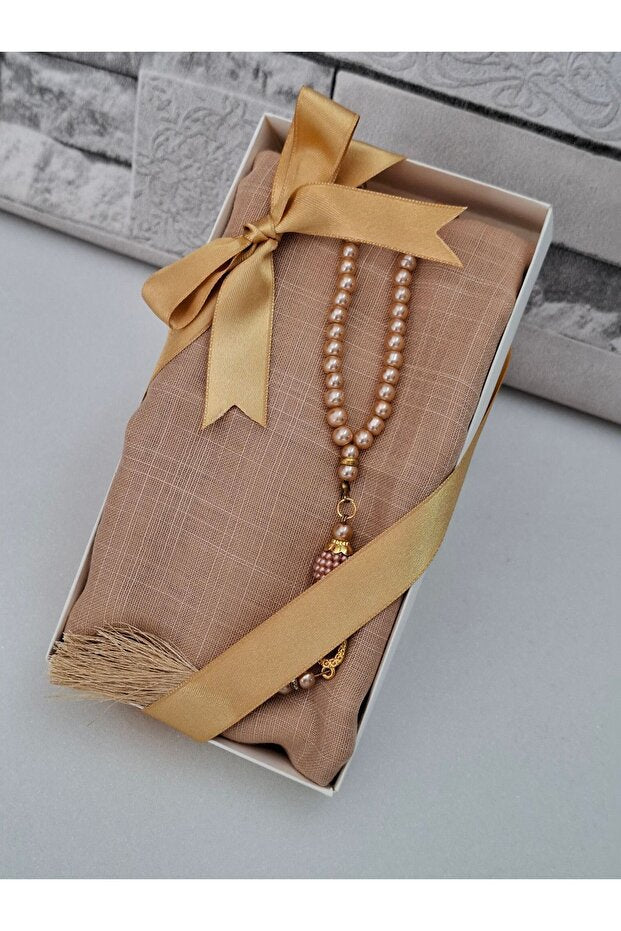 Elegant 90x90 Shawl & Pearl Prayer Beads Gift Set