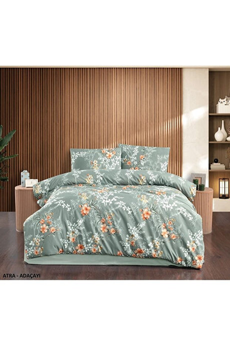 Double Terry Cotton Atra Sage Duvet Cover Set