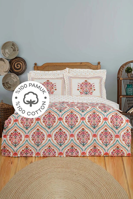 Carmenta 100% Cotton Single Duvet Cover Set - Pomegranate Motif