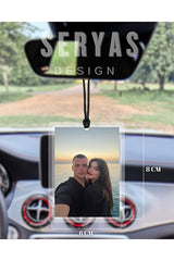 Personalized Photo Rearview Mirror Ornament - Double-Sided, 8x6 cm