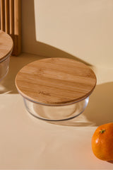 Round Glass Storage Jar - 390ml with Natural Bamboo Lid