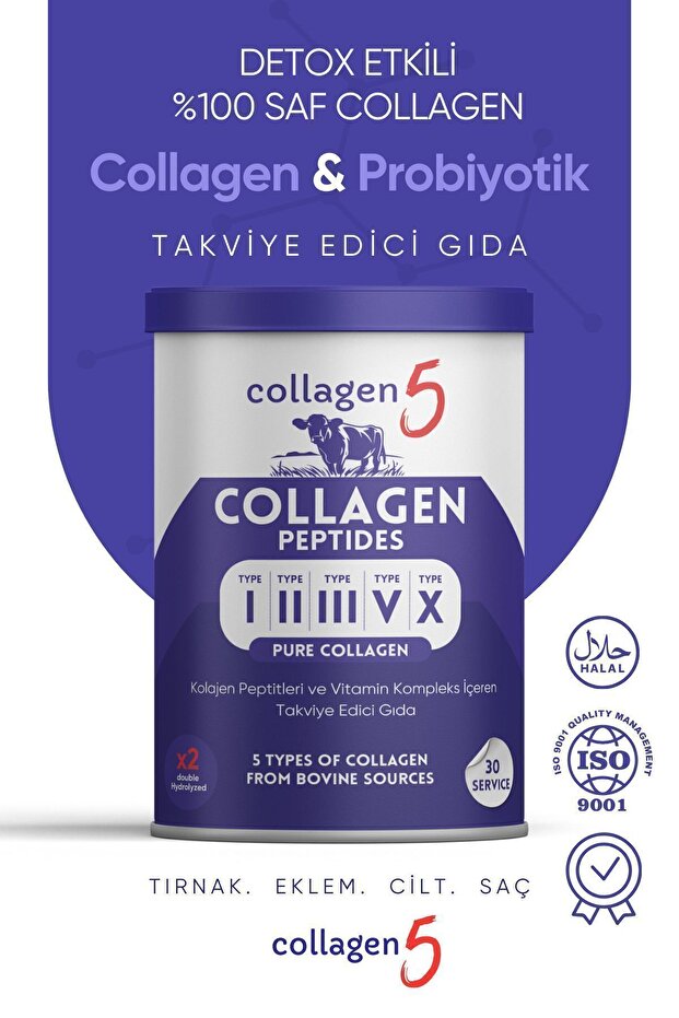 5-Type Bovine Collagen Peptides Powder - 30 Servings