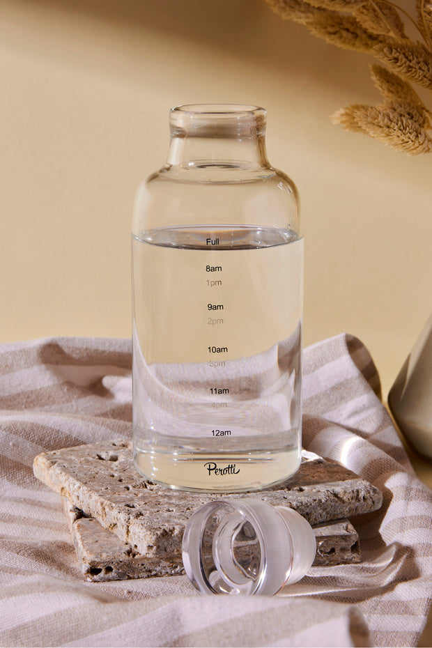 Borosilicate Glass Water Bottle - 350ml Hydration Tracker