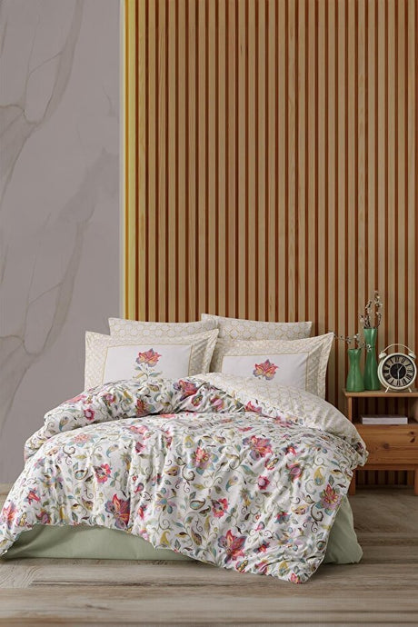 Leticia 100% Cotton Single Duvet Cover Set - Floral Design