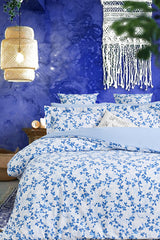 Double Size 4-Piece Cotton Duvet Cover Set - Ivy Blue