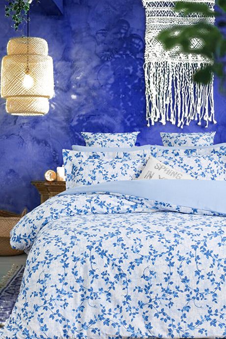 Double Size 4-Piece Cotton Duvet Cover Set - Ivy Blue