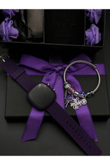 Purple Concept Gift Box - Digital Watch & Charm Bracelet Set