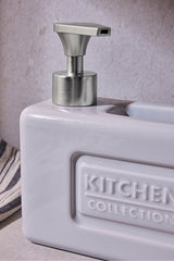 750ml Porcelain Kitchen Liquid Soap Dispenser with Sponge Holder