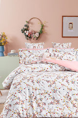 Botanic Salmon Double Size 4-Piece Cotton Duvet Cover Set